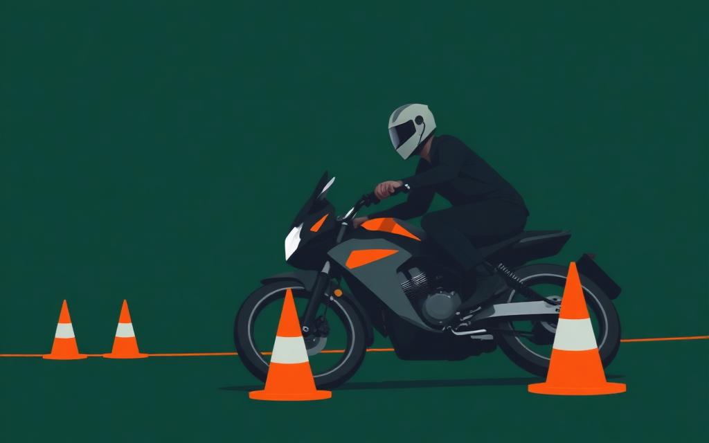 Motorsyklist i kontrollert kurve på landevei
