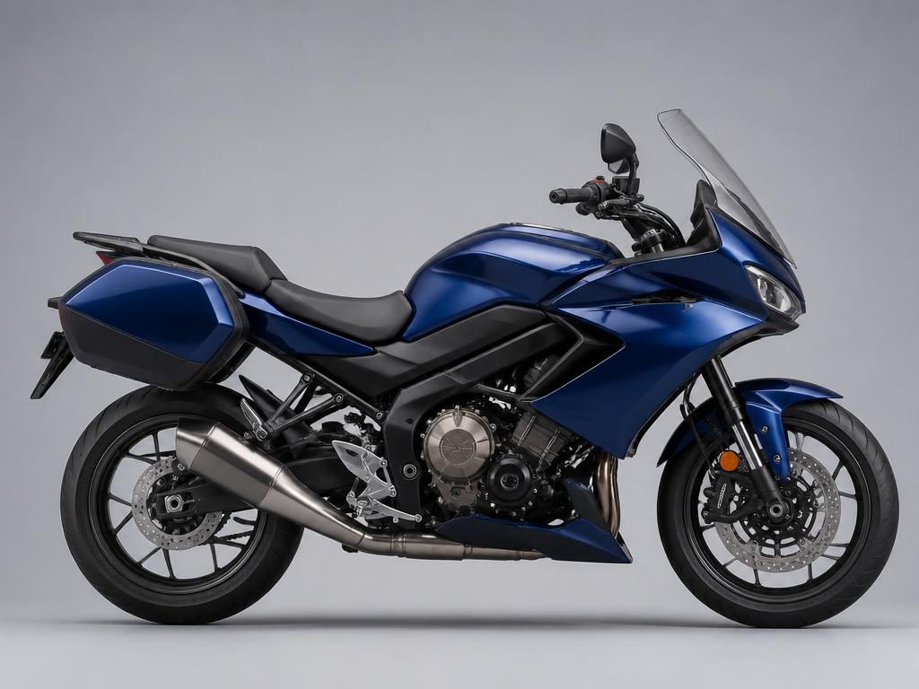 Sport touring-motorsykkel i studiobelysning